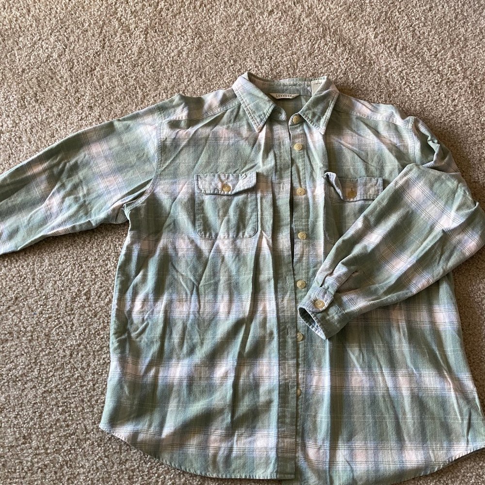 Green flannel button down
